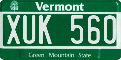 VT license plate XUK560