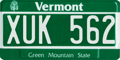 VT license plate XUK562
