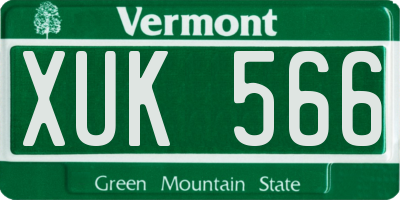 VT license plate XUK566
