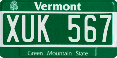 VT license plate XUK567