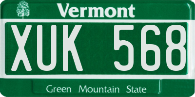 VT license plate XUK568