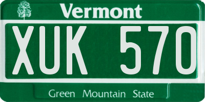 VT license plate XUK570