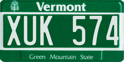 VT license plate XUK574