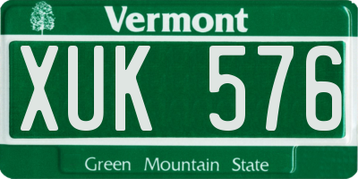 VT license plate XUK576