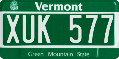 VT license plate XUK577