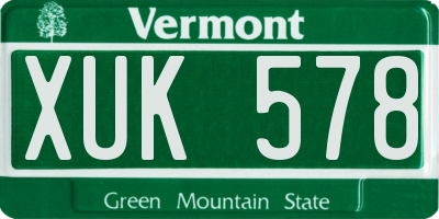 VT license plate XUK578