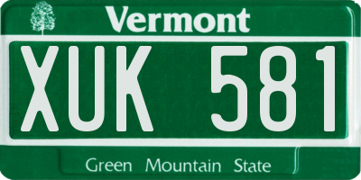 VT license plate XUK581