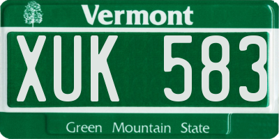 VT license plate XUK583
