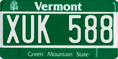 VT license plate XUK588