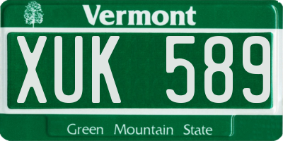 VT license plate XUK589