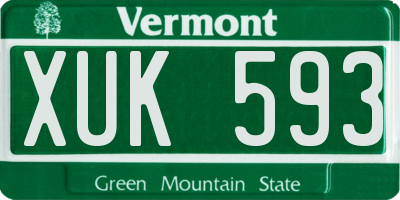 VT license plate XUK593