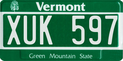 VT license plate XUK597