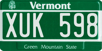 VT license plate XUK598