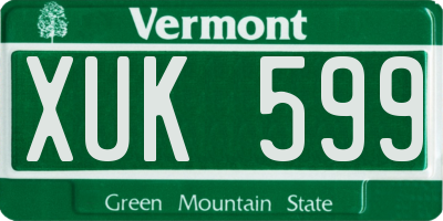 VT license plate XUK599