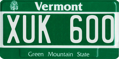 VT license plate XUK600