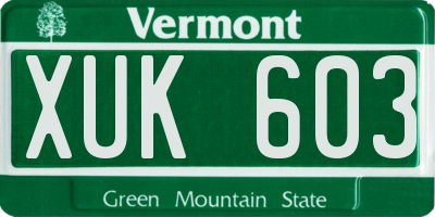 VT license plate XUK603