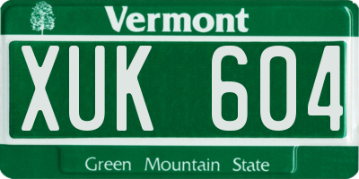 VT license plate XUK604