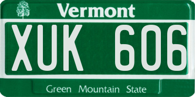 VT license plate XUK606