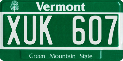 VT license plate XUK607