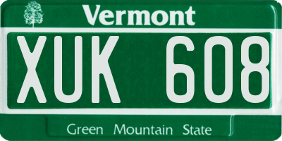 VT license plate XUK608