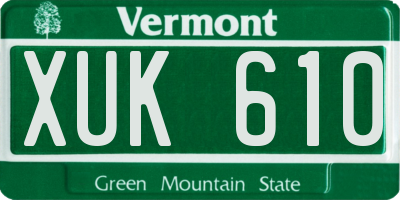 VT license plate XUK610