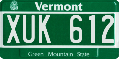 VT license plate XUK612