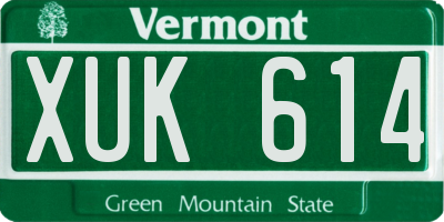 VT license plate XUK614