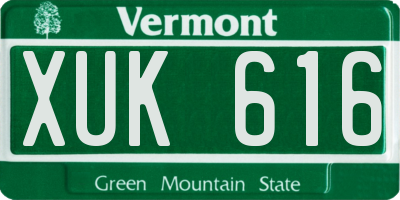 VT license plate XUK616