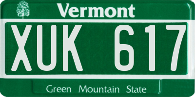 VT license plate XUK617
