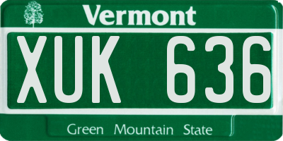 VT license plate XUK636