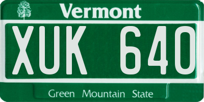 VT license plate XUK640