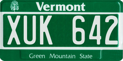 VT license plate XUK642