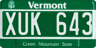 VT license plate XUK643