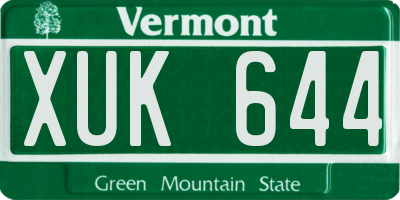VT license plate XUK644