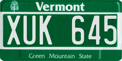 VT license plate XUK645