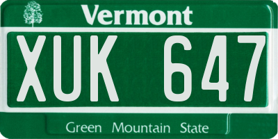 VT license plate XUK647