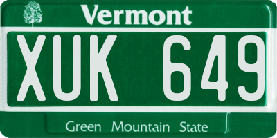 VT license plate XUK649