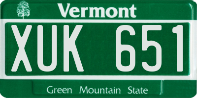 VT license plate XUK651