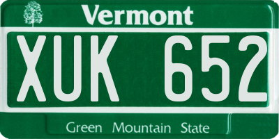 VT license plate XUK652
