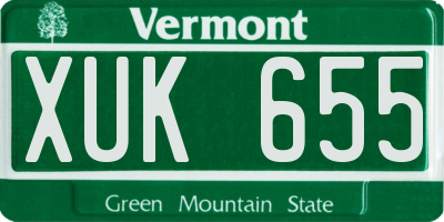 VT license plate XUK655