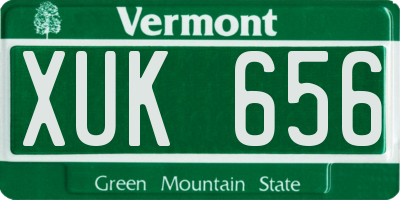 VT license plate XUK656
