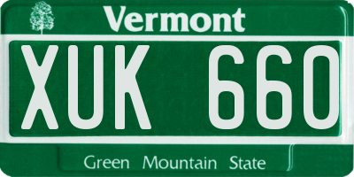 VT license plate XUK660