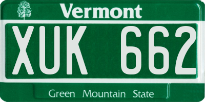 VT license plate XUK662