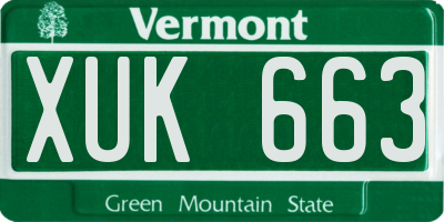 VT license plate XUK663