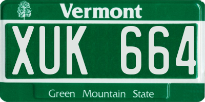 VT license plate XUK664