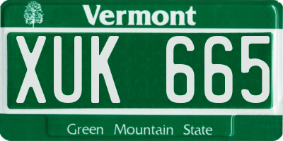 VT license plate XUK665