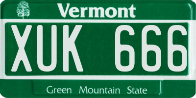 VT license plate XUK666
