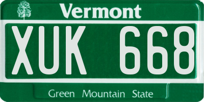 VT license plate XUK668