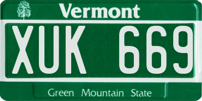 VT license plate XUK669