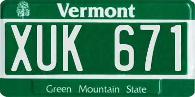 VT license plate XUK671